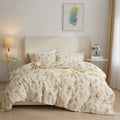 Lifetb Bed Linen Set, Queen Botanical Floral Duvet Cover Set With 2 Pillowcases, 100% Cotton, Zipper Closure, 90X90In