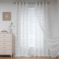 Mysky Home White Curtains For Kids Room Nursery Curtains 72 Inches Long For Girls Bedroom Double Layer Curtains White Pom Pom Sh