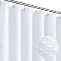 Mitovilla White Modern Waffle Shower Curtain, Heavyweight Fabric Shower Curtains For Hotel Neutral Bathroom Decor, Luxury Waffle