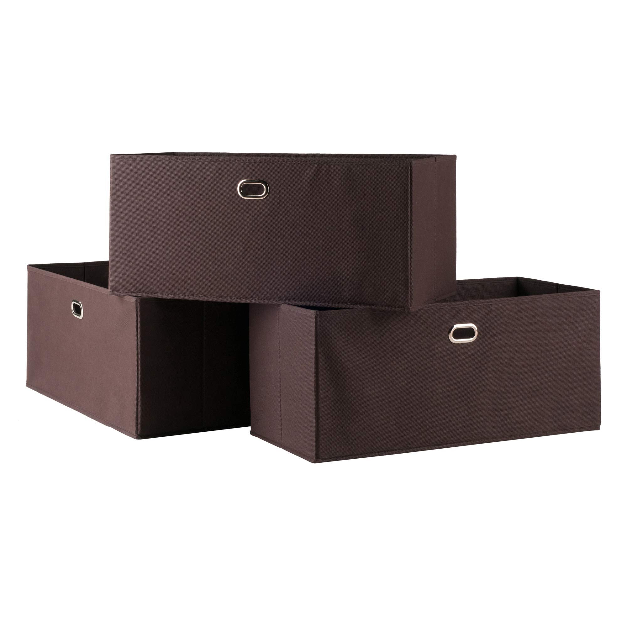 Winsome Torino 4-PC Set Shelf w/Black Fabric Baskets Storage and Organization, Espresso/Chocolate