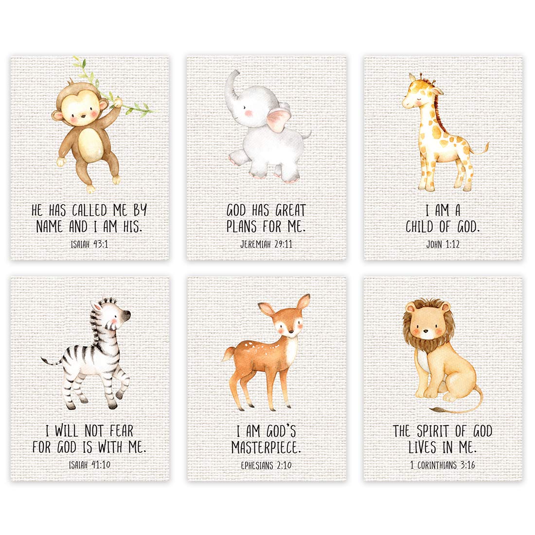 Andaz Press Christian Bible Verses Quotes Nursery Kids Room Unframed Hanging Wall Art Poster Home Decor, 8.5x11-inch, Jungle Saf