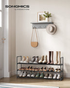 Songmics Shoe Rack, 3-Tier Shoe Organizer, Metal Storage Shelf, Upright Or Upside Down, For 20-24 Pairs, Stackable, For Entryway, 11.8 X 46.1 X 21.7 Inches, Black Ulsa033B01