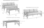 Crosley Furniture Kaplan 2-Piece Outdoor Sofa Patio Furniture Set, Conversation Sets For Porch, Deck, Oiled Bronze With Mist Cushions