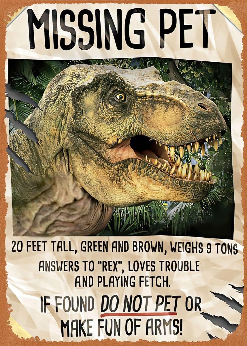 Missing Pet Jura Park 8 x 12 Inches - Vintage Metal Tin Sign for Home Bar Pub Garage Decor Gifts