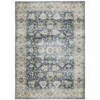 HomeRoots 510400 7 x 10 ft. Blue Gold Green & Ivory Oriental Printed Stain Resistant Non Skid Rectangle Area Rug