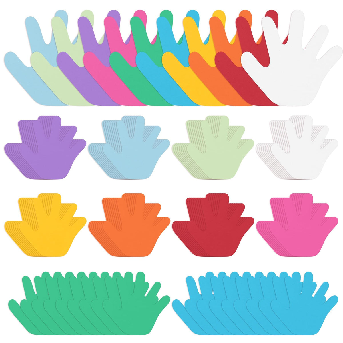 Framendino, 100 Pack Colorful Hand Cutouts Paper Handprint Shape Cutouts Blank Paper Cutouts For Diy Craft Art Project Home Scho