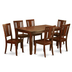 East West Furniture Dudley 7 Piece Set Consist of a Rectangle Kitchen Table and 6 Dining Room Chairs, 36x60 Inch, DUDL7-MAH-W