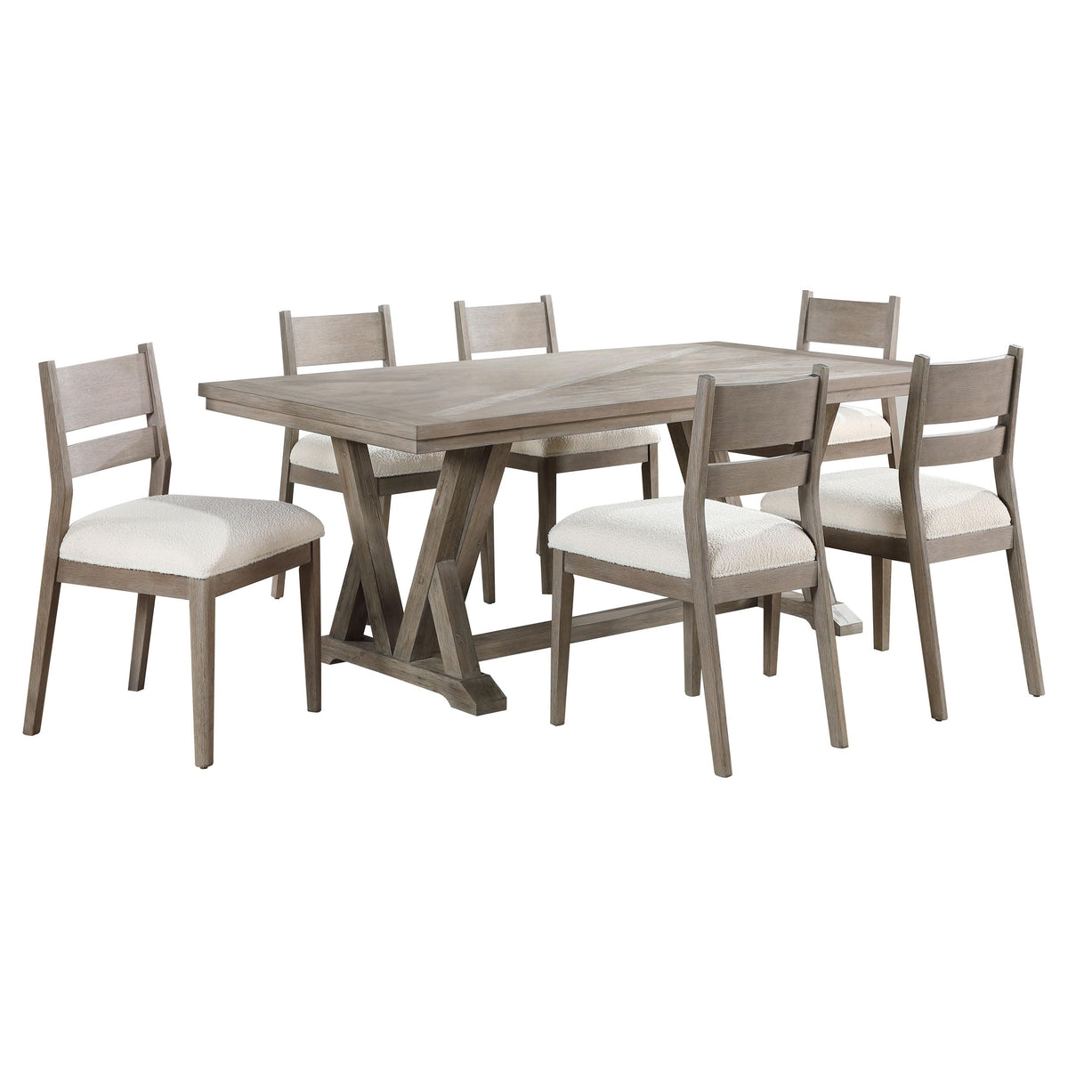 Coaster Home Furnishings Cornelia 7-Piece Rectangular Dining Table Set Coastal Grey