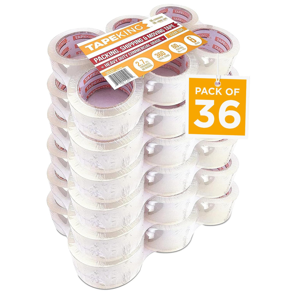 Tape King Clear Packing Tape - 60 Yards Per Roll (36 Rolls) - 1.88 Inch Wide Stronger & Thicker 2.7Mil, Heavy Duty Adhesive Indu