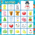 Advent Calendar 2024,Luminous Mochi Christmas Countdown 24 Days Cute Relief Stress Squishies Animals Party Favors For Girls Boys