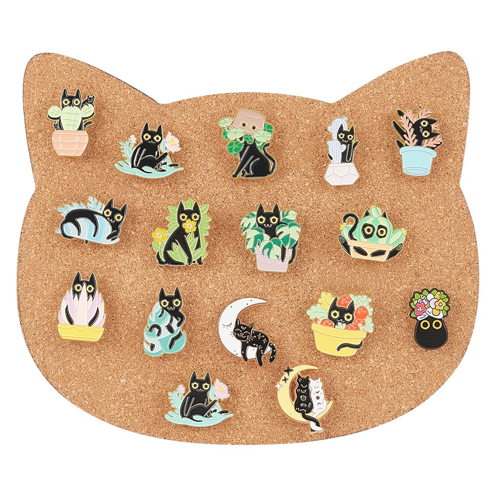 Benecreat Pin Board Cat Cork Board, 0.4Inch Thick Bulletin Display Board Wall Mounted Cork Board For Brooch Pin Storage, Office