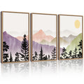 KUVIOKE Landscape Mountain Wall Art Set Watercolor Sunrise Pine Tree Forest Nature Scenry Wilderness Farmhouse Rustic Modern Art