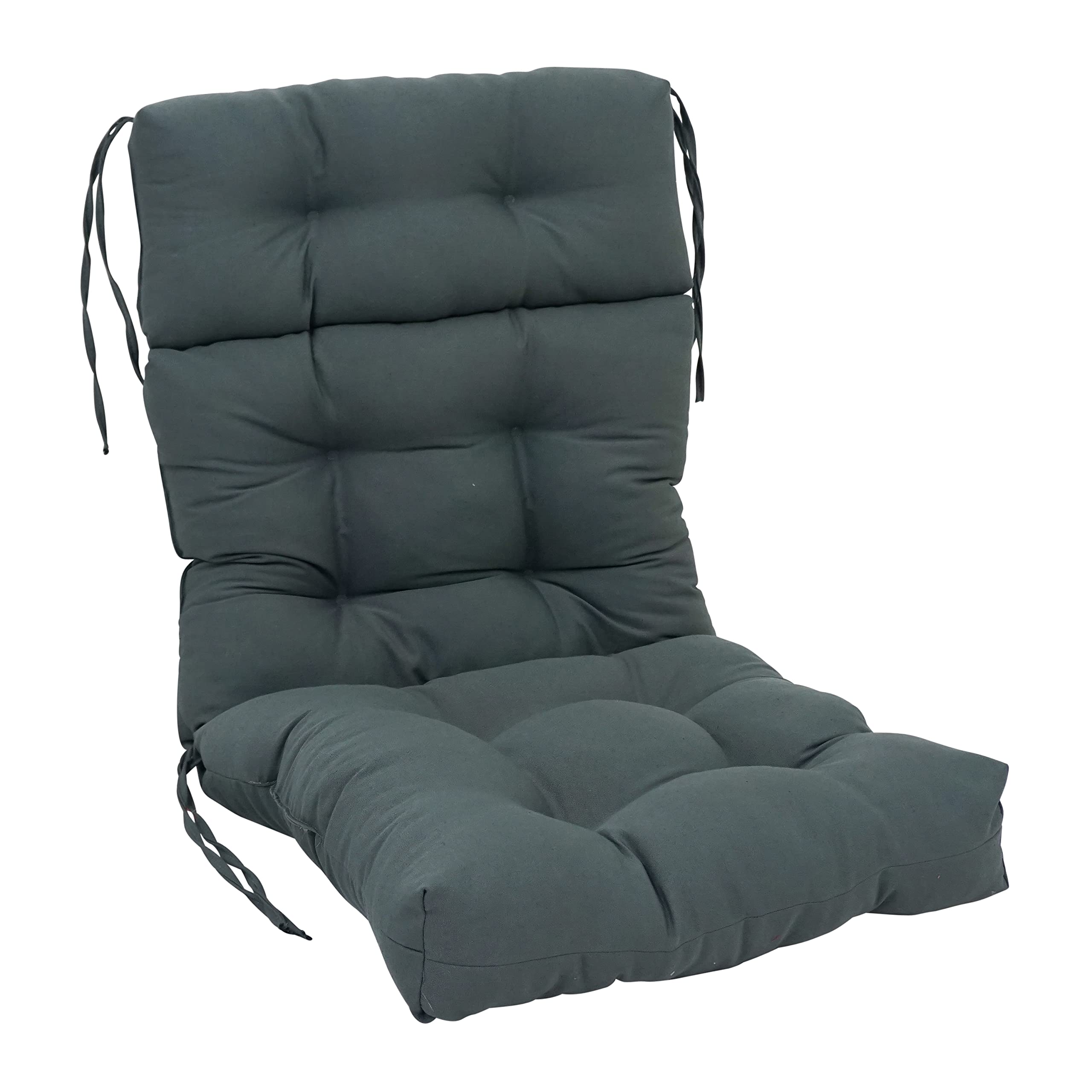 Blazing Needles 22 45-inch Twill Seat/Back Tufted Chair Cushion, 22 x 45, Steel Grey