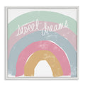 Stupell Industries Sweet Dreams Phrase Cool Tone Pastel Rainbow, Designed by Emily Navas White Framed Wall Art, 12 x 12, MultiC