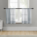 MRTREES Sheer Tier Curtains Grey 30 inch Length Kitchen Tiers Transparent Voile Sheers Short Bathroom Window Curtain Panels Cafe