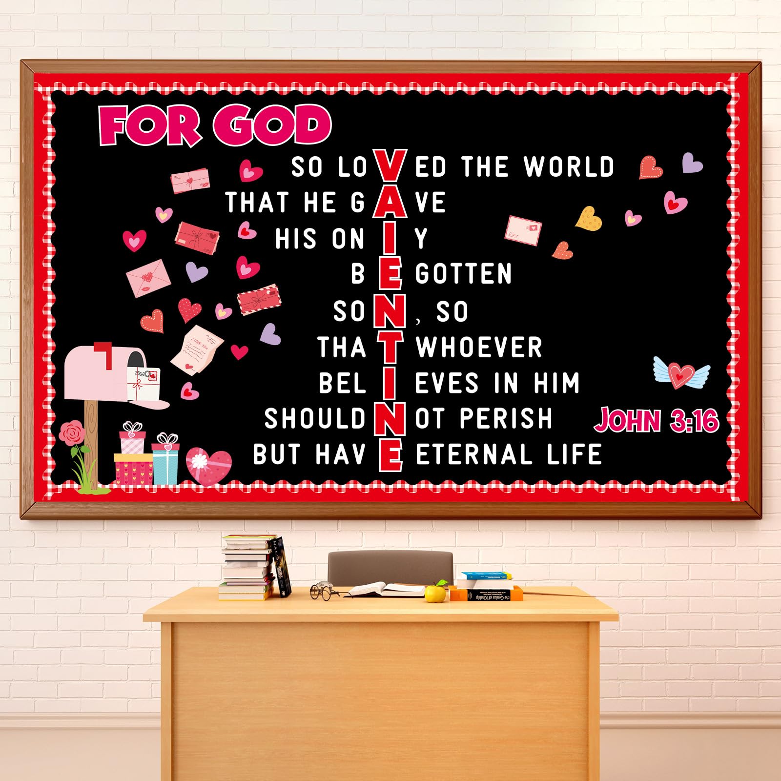 Valentine'S Day Jesus Religious Bulletin Board Christian Classroom Decorations Valentines Letter Heart Mailbox Cutouts Sunday Sc