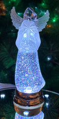 Christmas Tabletop Decor, Snow Globe Water Spinning LED Lighted Angel, Battery Operated (not Included) (12.8 H x 4.5 W x 4.5 D) 