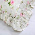 Fadfay Farmhouse Style Pillowcases Pink Rosetta Printed Gold With Green Plaid Elegant Country Style 100% Cotton Vintage Lace Ruf