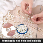 Naler 500Pcs Assorted Pearl Beads With Hole For Jewelry Making Crafts Diy Vase Fillers Table Scatter For Wedding Birthday Party