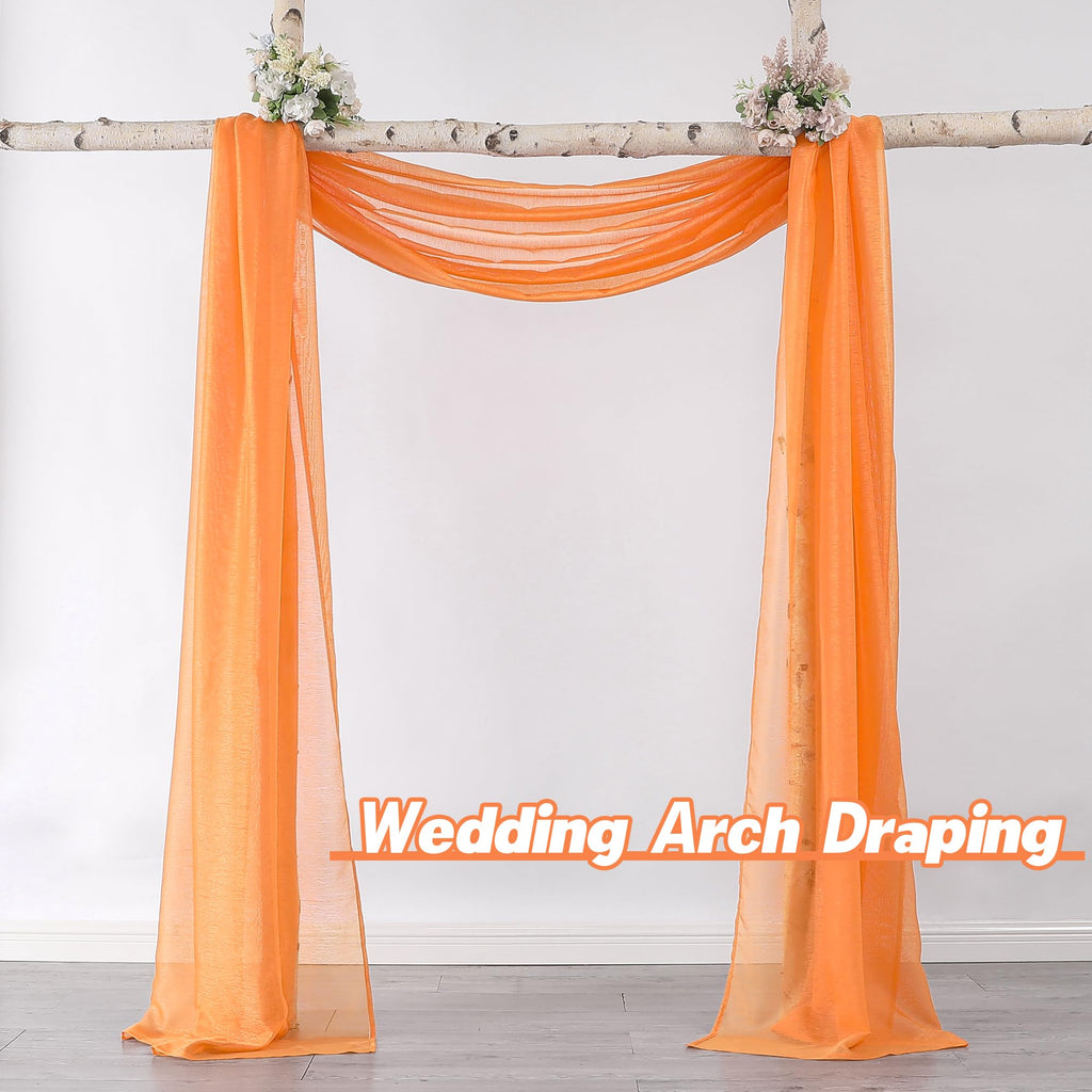 Donren Coral Orange Scarf For Party - Luxury Soft Semi Sheer Window Scarf For Wedding (1 Pack,52 X 144 Inch Length)