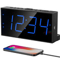 Digital Dual Alarm Clock for Bedroom, Large Display Bedside with Battery Backup, USB Phone Charger, Volume, Dimmer, Easy to Set 