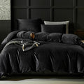 Warmdern Black Velvet Duvet Cover King Size Flannel Duvet Cover Bedding Sets, 3Pcs Ultra Soft Luxury Textured Modern Crystal Vel