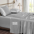 Vonty Satin Sheets Extra Deep Pocket King Size Sheets - Cooling & Silky Satin King Sheets Set with 18-24 Inch Deep Pocket, Silve