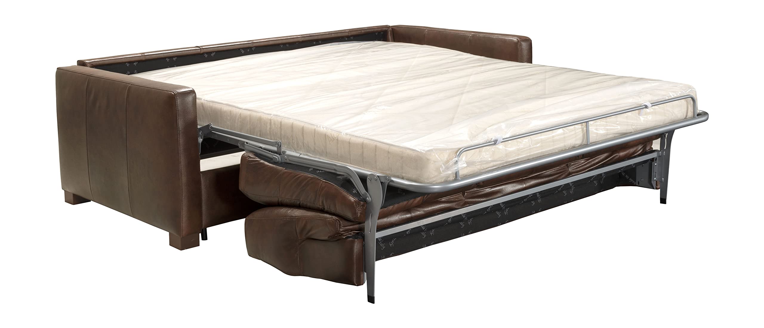 Acme Noci Upholstery Tufted Cushion Back Sleeper Sofa in Brown Leather