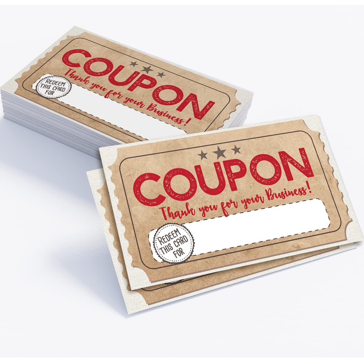 Business Coupon Thank You Cards - Small Business Essentials And Supplies, Minimalist Blank Note Card, Stationery Set Of 50 3.5 X