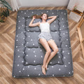 Maxyoyo Japanese Floor Futon Mattress, Grey Triangle Pattern Tatami Floor Mat Portable Camping Mattress Kids Sleeping Pad Foldable Rolling Up Floor Lounger Pillow Bed, Full, 54X80 Inch