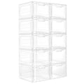 Tivuze Storage Bins with Lids 10 Pack Clear Stackable Plastic Closet Organizers Containers w/Magnetic Door Box for Wardrobe Bedr