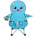 KABOER Kids Blue Octopus Pattern Outdoor Folding Camping Chair with Cup Holder and Carrying Bag for Beach Picnic Camping Travel 