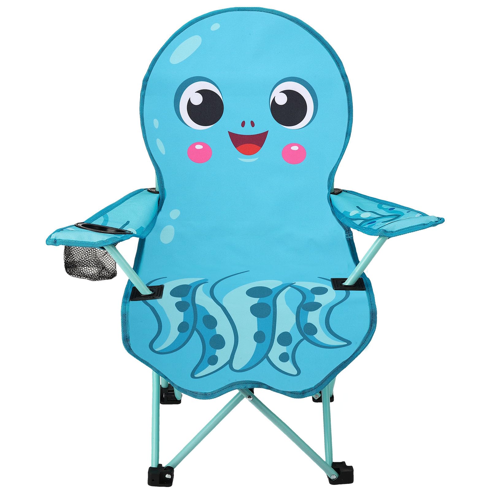 KABOER Kids Blue Octopus Pattern Outdoor Folding Camping Chair with Cup Holder and Carrying Bag for Beach Picnic Camping Travel 