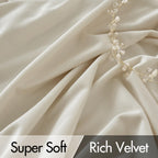 Miulee Cream Beige Velvet Curtains 84 Inches Long 2 Panels - Luxury Pinch Pleated Room Darkening Window Drapes For Bedroom Livin