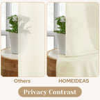 Homeideas Non-See-Through Cream Yellow Privacy Sheer Curtains 52 X 96 Inches Long 2 Panels Set, Fish Bone Pattern Semi Sheer Cur