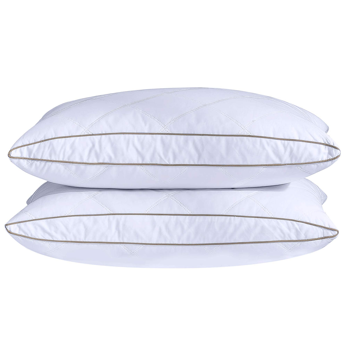 Puredown Natural Goose Feather Down Pillows For Sleeping Oval Gusseted Feather Down Pillow 100% Cotton Pillow Cover With Leaf Qu