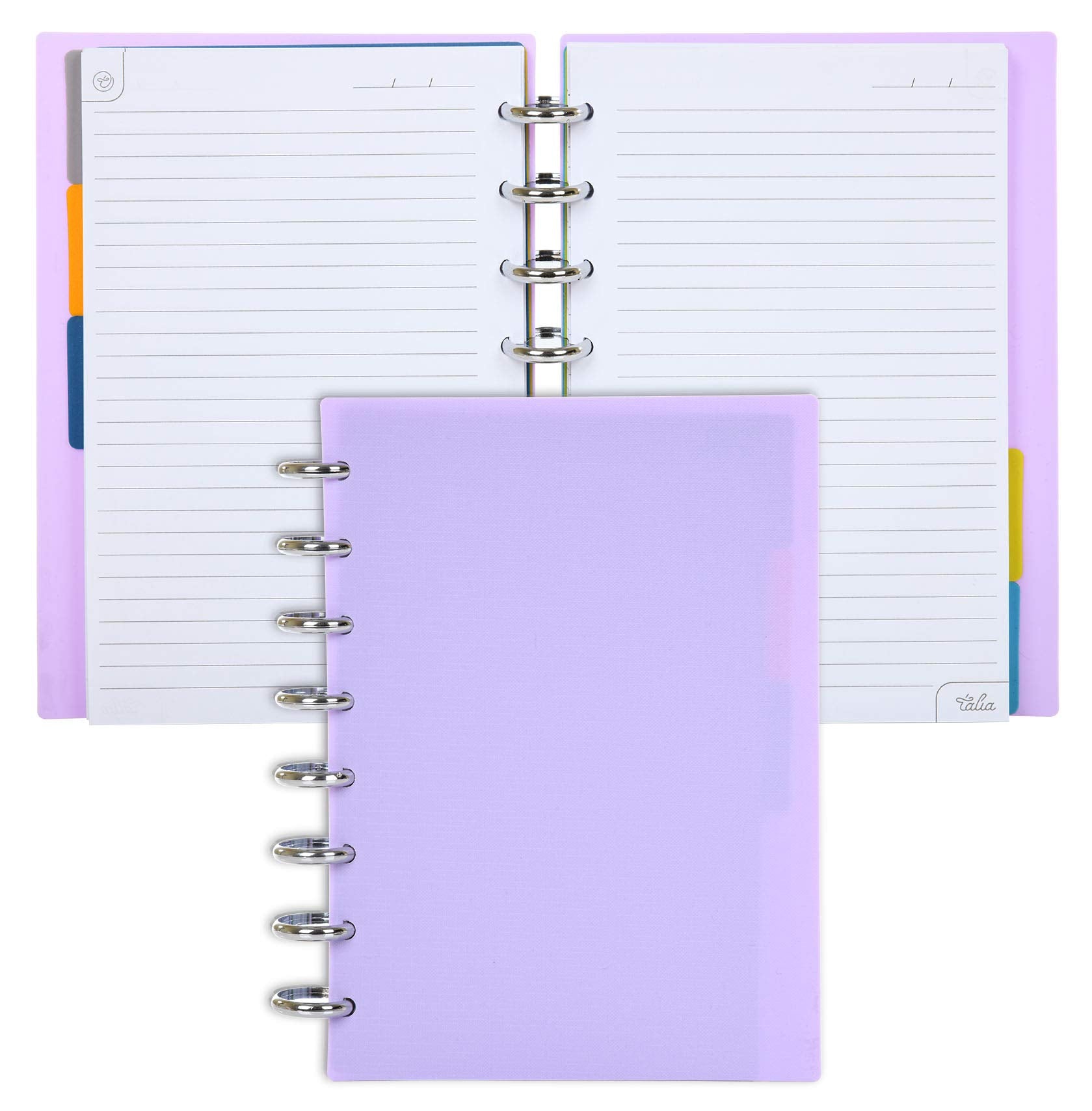 Talia Discbound Notebooks, Planner, Customizable, (Ylavender W/Silver Discs, Junior (5.5In X 8.5In))