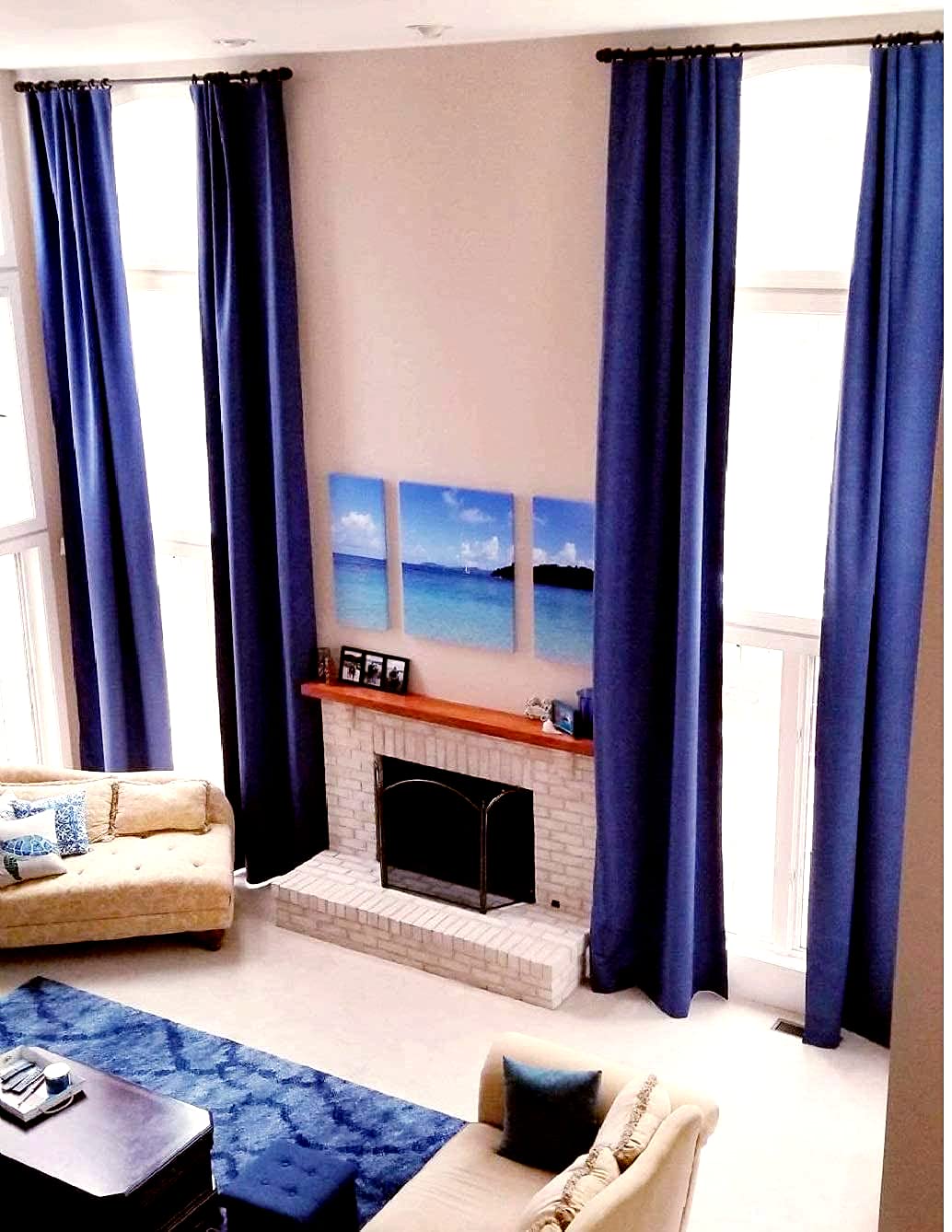 Ikiriska 100% Blackout Extra Long Linen Curtain (1 Panel). Thick Thermal Insulated. Custom Made 12-24 Feet Length 2 Story Room (