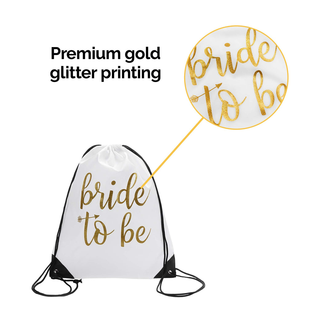 Pop Fizz Designs | Bride & Bride Tribe Drawstring Bags (7 Pack) | Bags For Bachelorette Party | Black