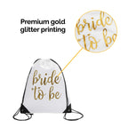 Pop Fizz Designs | Bride & Bride Tribe Drawstring Bags (7 Pack) | Bags For Bachelorette Party | Black