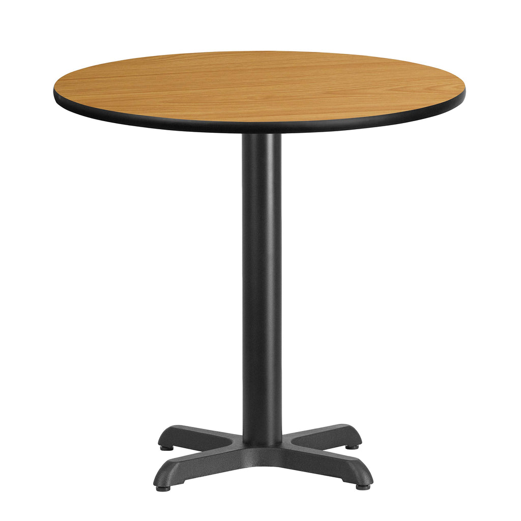 Flash Furniture Graniss 30'' Round Natural Laminate Table Top with 22'' x 22'' Table Height Base