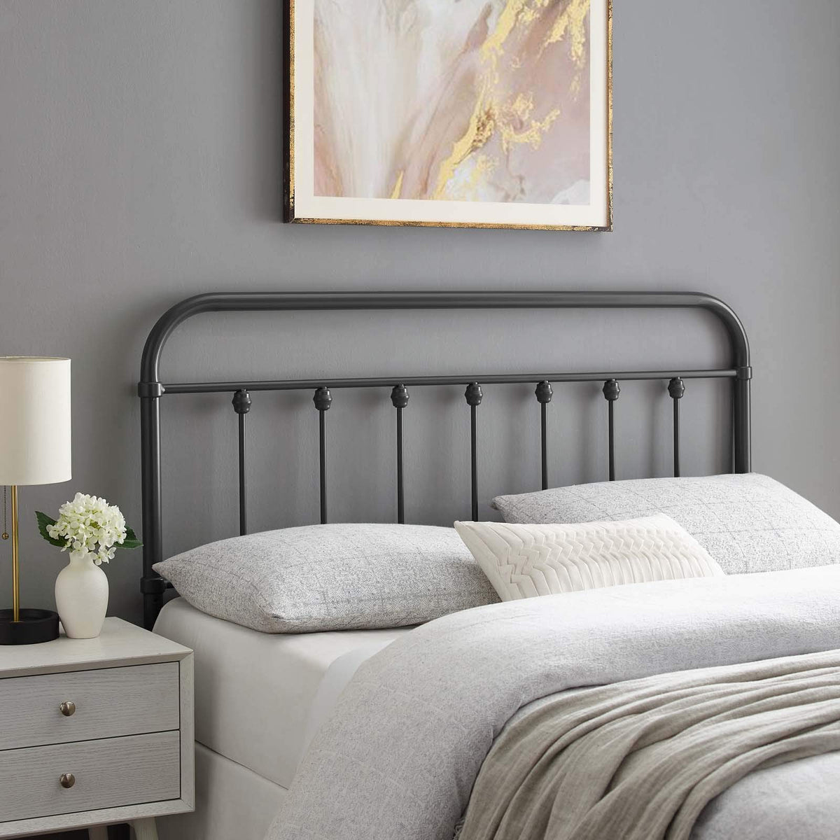 Modway Mod-6155-Gry Sage King Metal Headboard, Gray