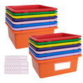 LECEHIVO 16 Pcs Plastic Cubby Storage Bins 8 Colors Home Organization Cubby Containers with 15 Sheet Labels for Classroom, Schoo