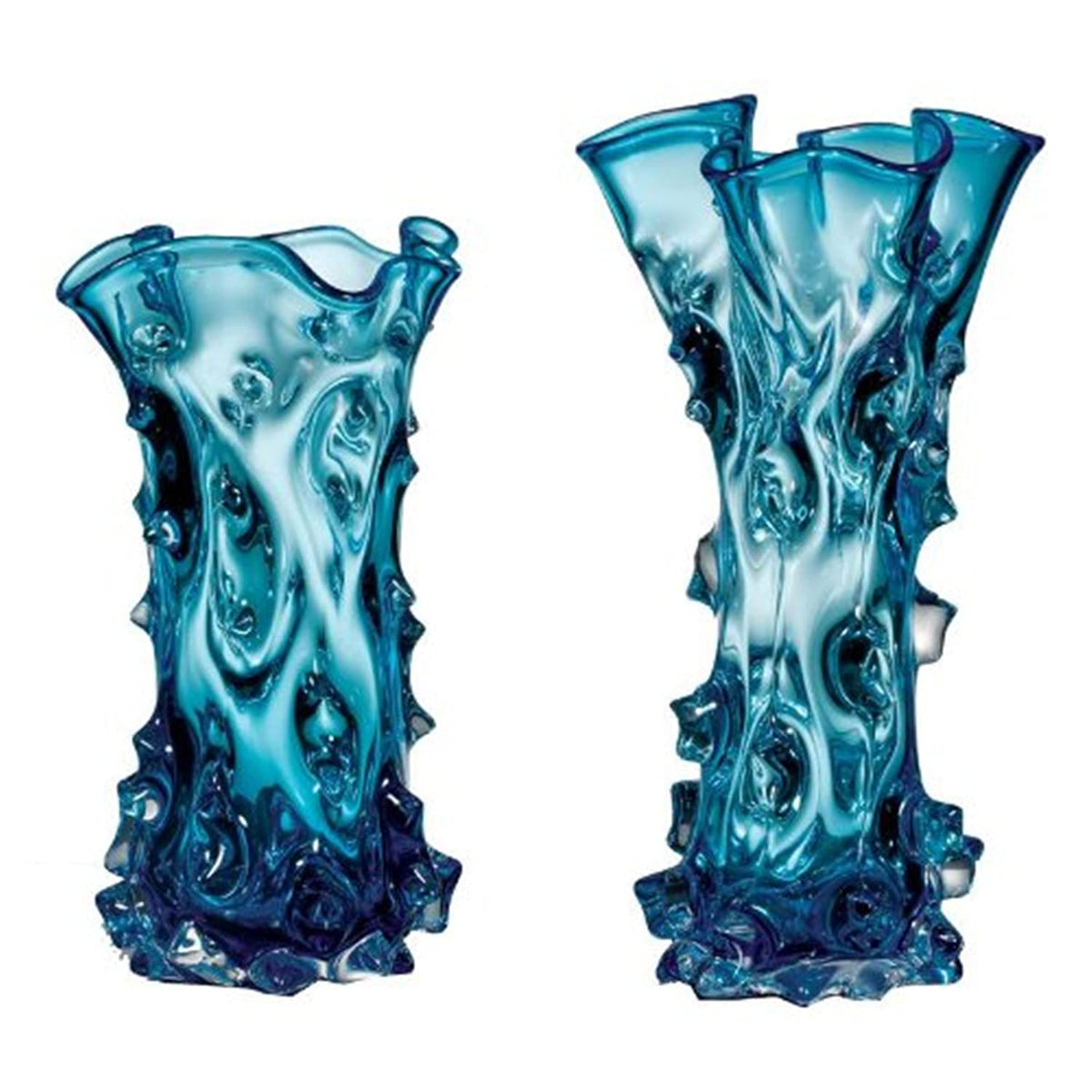 Ok Lighting Aqua Blue Glass Vase Set (Set Of 2)