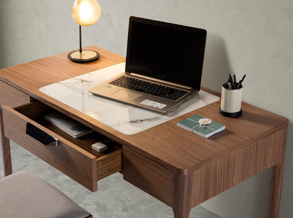 Neos Modern Furniture Wood Office Desk W/Marble Piece Surface