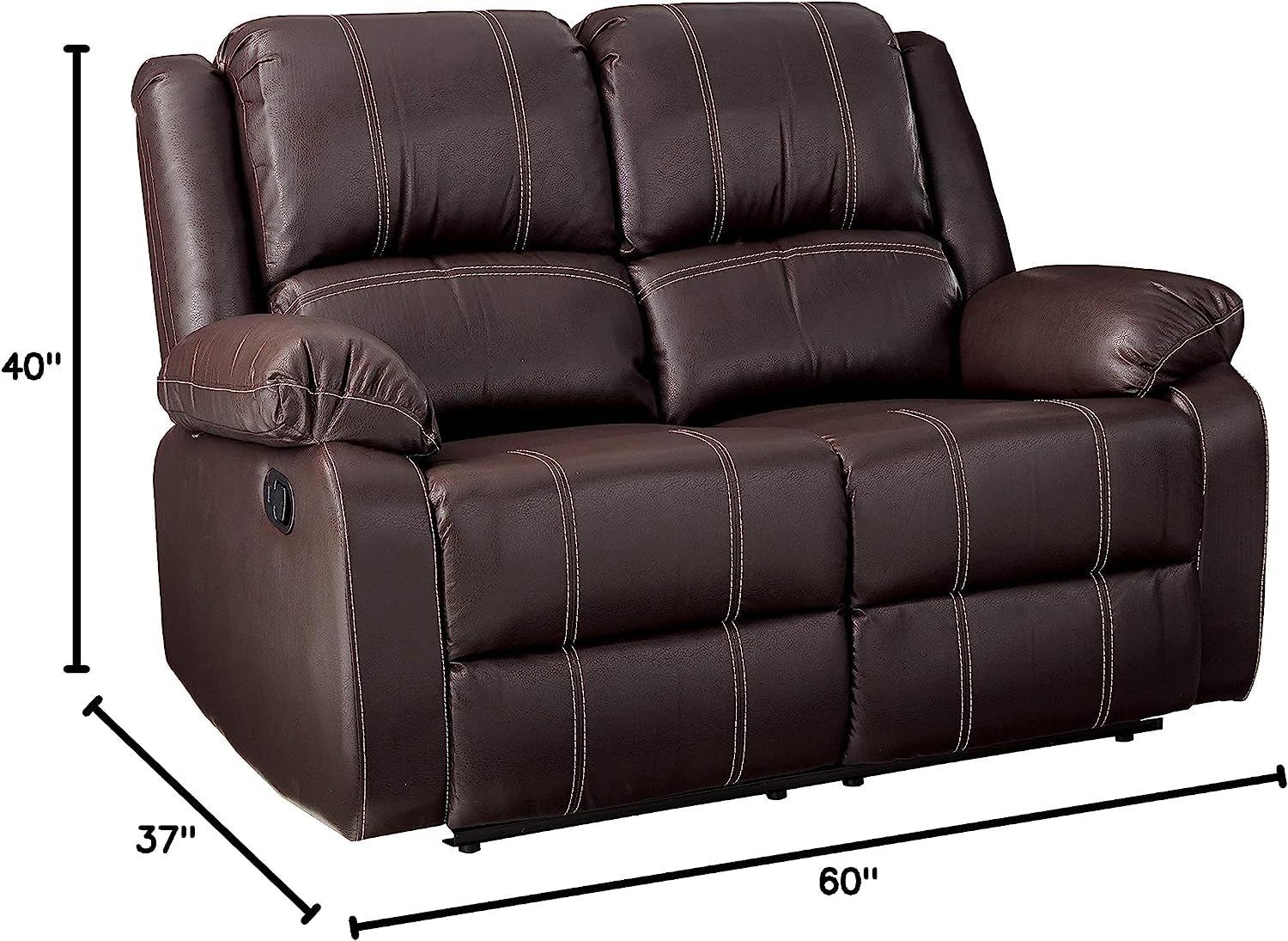 Acme Zuriel Faux Leather Motion Reclining Loveseat In Brown