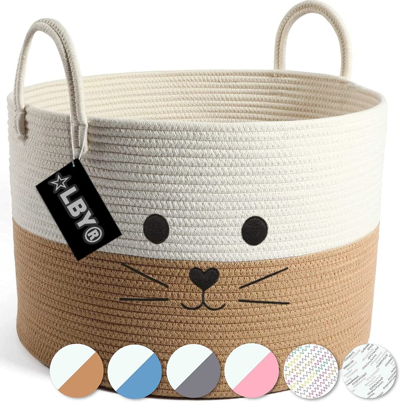 Alby Ute Cotton Basket, Handcrafted Woven Storage Planter Basket For Home Decor, MultiPurpose Bag With Handle For Living Room (