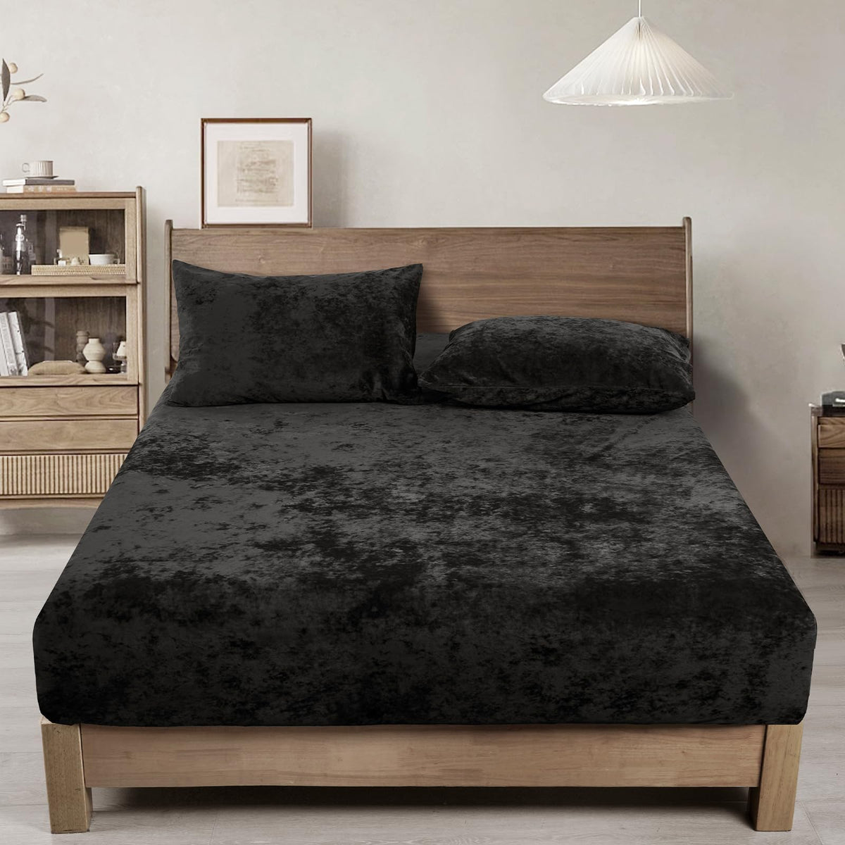 Phf Truly Velvet Fitted Sheet Only Queen Size, Luxury Super Soft Cozy Comfy Flannel Bottom Sheet With 15 ' Deep Pocket,Suitable