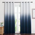NICETOWN White to Navy Blue Room Darkening Curtains 84 inch Length for Bedroom Decorations, Grommet Ombre Privacy Thermal Insula