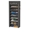 Calmootey 9 Tier Shoe Rack Organizer,Portable Shoe Shelf With Nonwoven Fabric Cover For Closet Hallway,Bedroom,Entryway,Grey